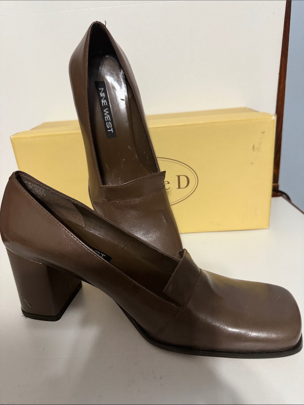 Nine West Brown Square-Toe Loafers